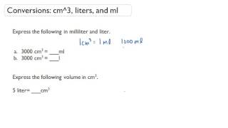 Conversions: cm3, liters, and ml