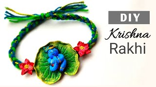 Diy Krishna Rakhi/Rakhi making at home/beautiful handmade rakhi/Rakshabandhan 2023/Rakhi tutorial