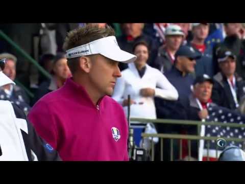 Ian Poulter and Bubba Watson teeing off at Ryder Cup