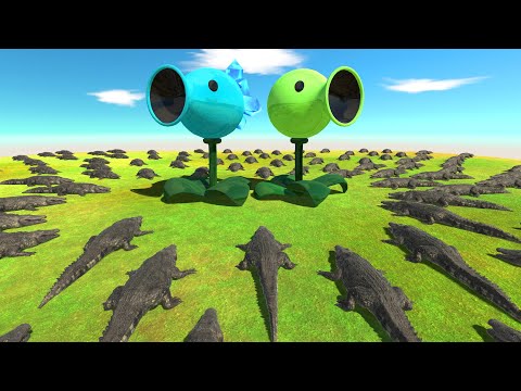 999 Purussaurus Attack Peashooter and Snow Pea - Animal Revolt Battle Simulator