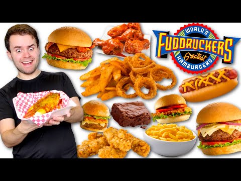 Experimentando o MENU Fuddruckers pela PRIMEIRA VEZ! - Hambúrgueres, Acompanhamentos, Asas de Frango + MAIS Revisão!