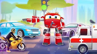 Supercar Rikki and The Fire Truck Clearing the Traffic Chaos in city🚘 Kids Cartoon