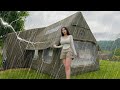 Camping In Heavy Rain ️with 2 Room Inflatable Tent ️ Rain Thunderstorms ASMR