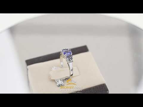 MoneyMan Pawn Jewelry - White Gold 3-Stone Tanzanite and Diamond Ring