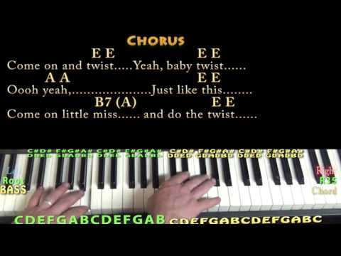 The Twist (Chubby Checker) Piano Cover Lesson in E with Chords/Lyrics