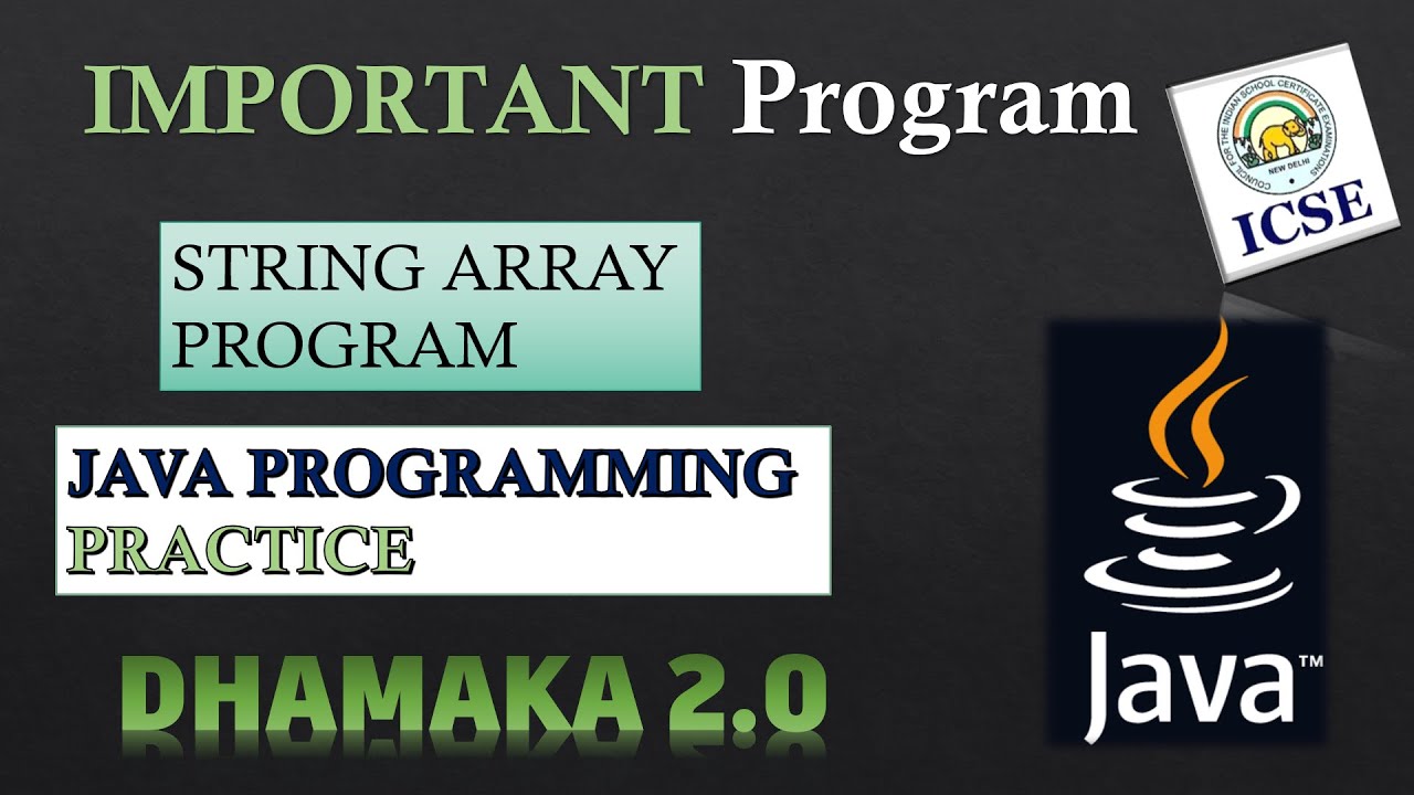 Important program on Arrays Computer Applications ICSE Class 10 | String Array programs