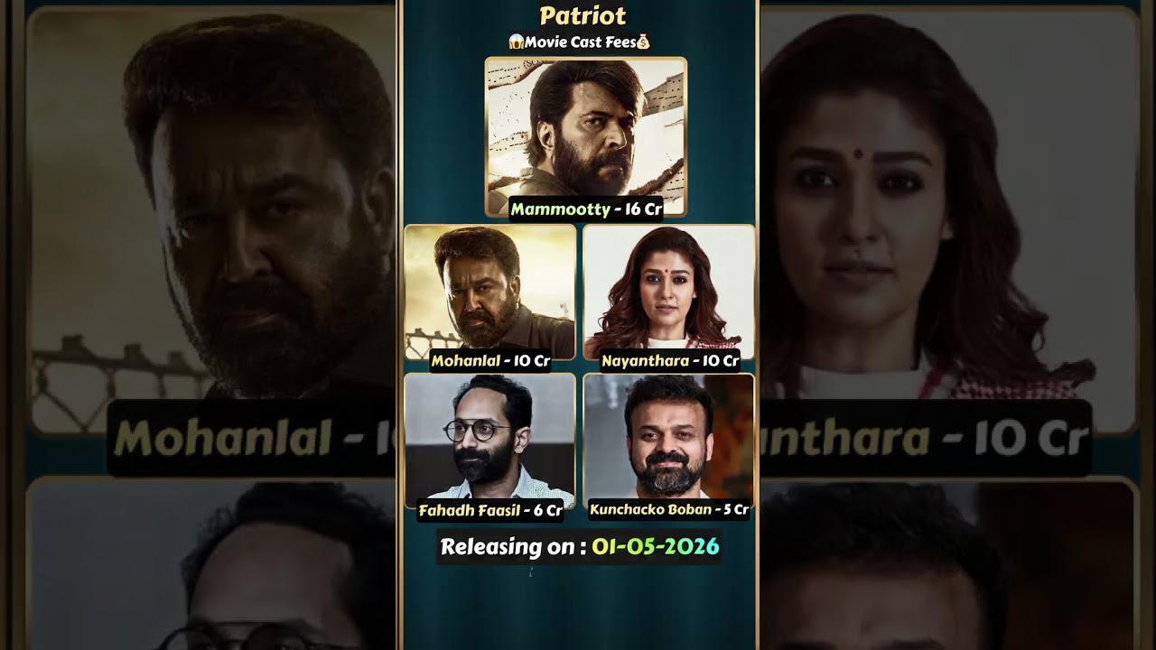 Patriot Movie Cast Fees💰| Mollywood | Mammootty #mammootty #mohanlal #nayanthara #malayalam #shorts