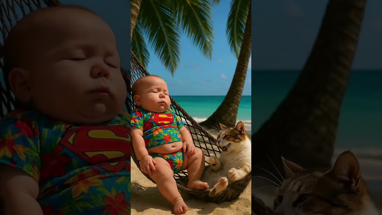 おなら一発で南国が笑いの渦に😂スーパーベビーとタマ二郎、最強の癒しコンビ🌴 #赤ちゃん #猫 #スーパーベビー #タマ二郎 #おなら動画 #爆笑動画 #癒し動画 #南国 #ブサカワ猫 #笑いの連鎖