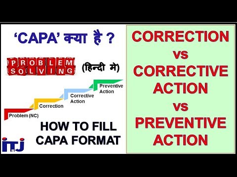 CAPA : Corrective Action vs Preventive Action vs Correction | How To Fill CAPA Format - हिन्दी मे Video