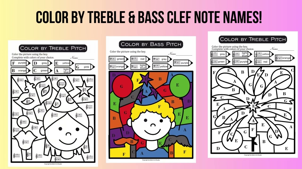 Happy New Year 2025 Music Color by Code Sheets