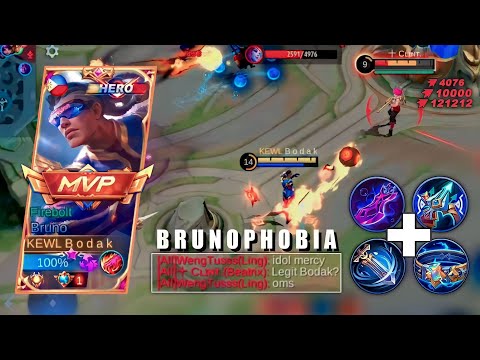 BRUNO PHOBIA DAMAGE HACK!!!  | BRUNO BEST BUILD AND EMBLEM - MLBB