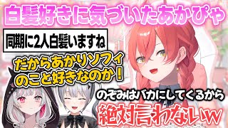 好みのタイプが白髪に気づくも石神のことは濁すあかぴゃ【獅子堂あかり/ソフィア・ヴァレンタイン/石神のぞみ/にじさんじ切り抜き】