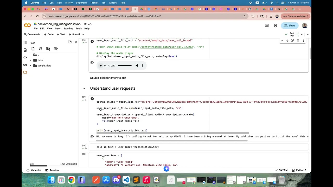 MongoDB Atlast Agent test project preview