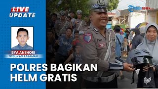 Manfaatkan Moment CFD, Polres Kediri Sosialisasikan Keselamatan Lalu Lintas dan Bagikan Helm Gratis