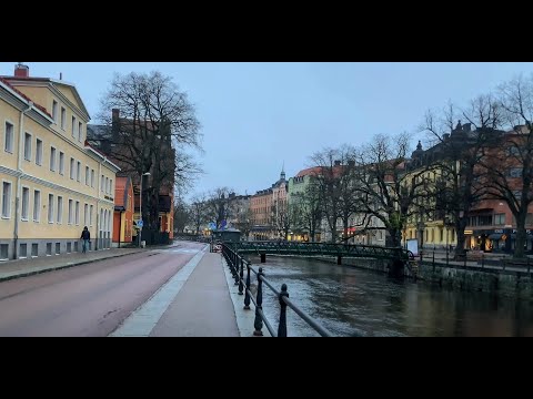 Sweden Walks: Uppsala. Fyrisån walk on a grey November morning.