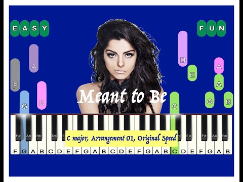 Meant to be Bebe Rexha in C major Arrangement 01, Original speed, Sheet Music, Virtual Piano Lessons
