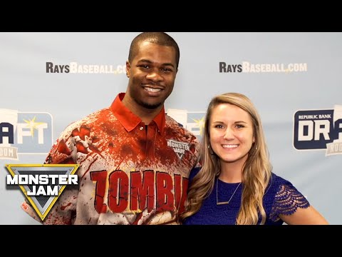 Zombie driver Bari Musawwir throws out first pitch for Tampa Bay Rays | Monster Jam