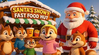 Santa’s Snowy Fast Food Hut ❄️ | Chipmunk Family Helps Santa Feed the Forest! | Christmas Adventure