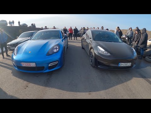 TESLA Model 3 Performance vs Audi A3 st3, Audi TT st2, Golf R st2, Porsche 4.8 st2 600HP