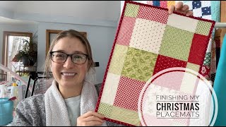 Finishing my Christmas quilted placemats, Making patchwork Placemats, charm pack pattern, VLOG