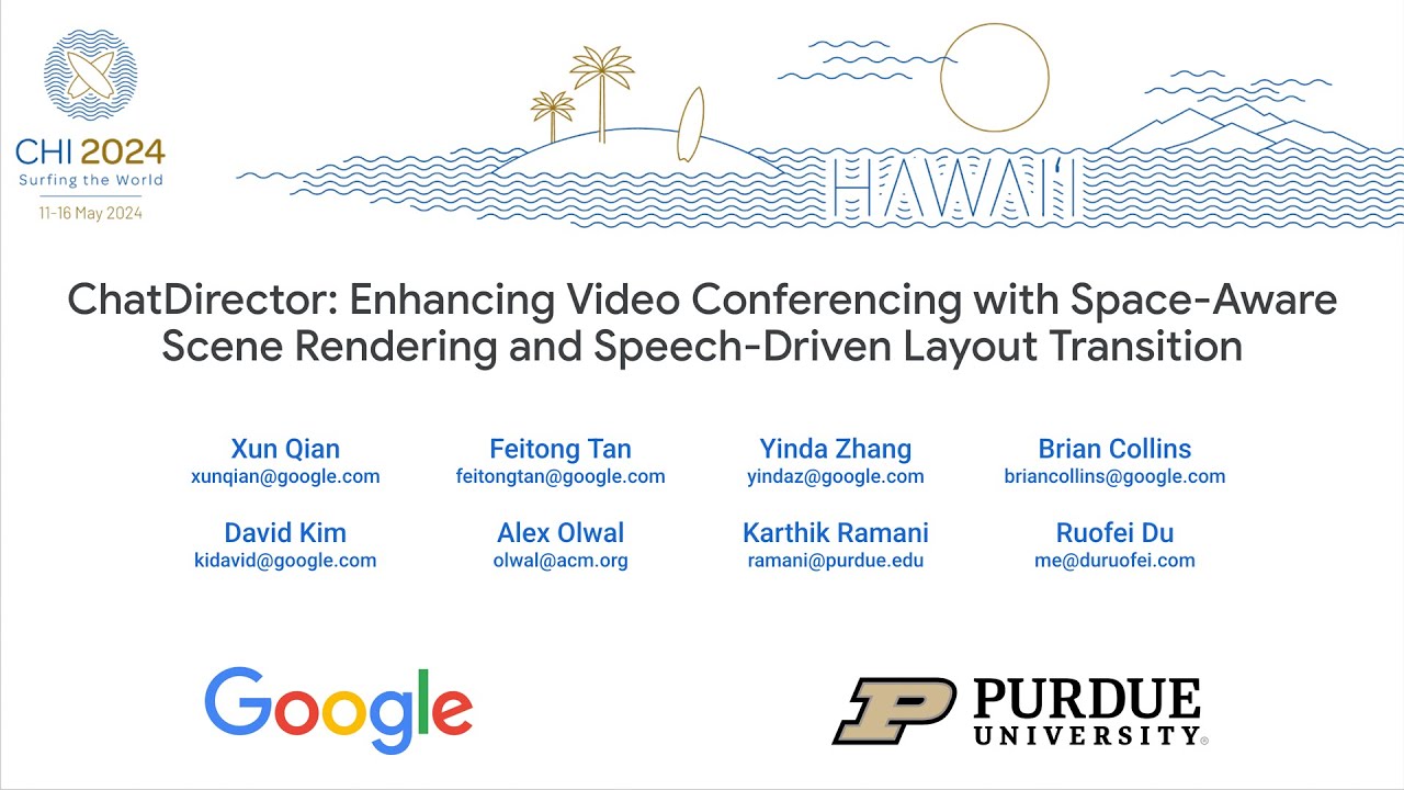 [CHI 2024] ChatDirector: Enhancing Video Conferencing with 3D Portraits, Shared Scene & Transitions - YouTube