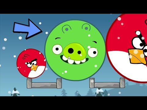 Angry Birds Kick Out Green Piggies - TRANSFORM RED BIRDS TO BIG TO SQUASH ROUND PIGGIES!!