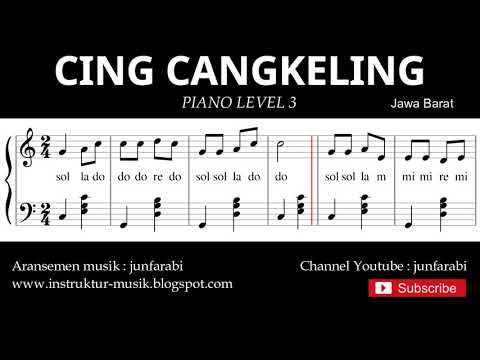 notasi balok cing cangkeling - piano grade 3 - lagu daerah jawa barat - instrumental