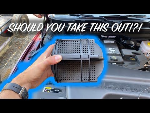 Remove this on the 5th Gen Cummins for more TURBO WHISTLE!!! (Intake Baffle)