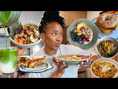 what I eat in a week | farmers market haul + healthy high protein plant based recipes