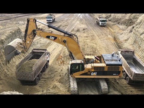 Caterpillar 385C Excavator Loading Trucks - 70 Minutes Movie