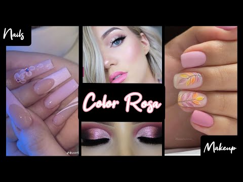 UÑAS ACRÍLICO ROSAS 2023 MAQUILLAJE CON ROSA #nailspink  #makeuppink #nails #makeup #acrylicnails