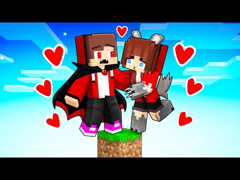 Vampire JJ and Werewolf Girl LOCKED on ONE BLOCK - Maizen Minecraft Animation