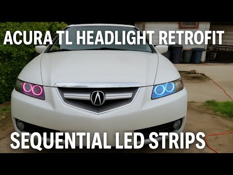 "Acura TL Headlight Retrofit | Sequential LED Strips + Halo Rings Upgrade"