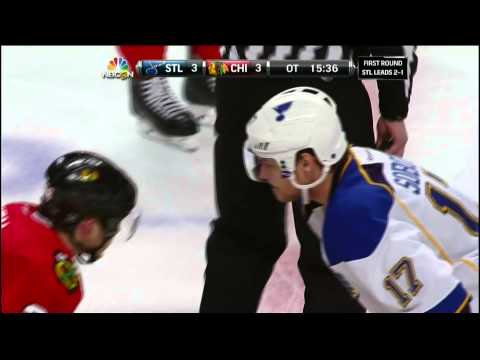 Vladimir Tarasenko works Johnny Oduya St. Louis Blues vs Chicago Blackhawks 4/23/14 NHL Hockey.