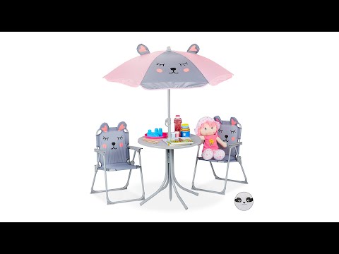 Chaises table enfants avec parasol Vert