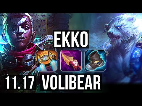 EKKO vs VOLIBEAR (JUNGLE) | 6.2M mastery, 2500+ games, Legendary, 20/5/7 | EUW Challenger | v11.17