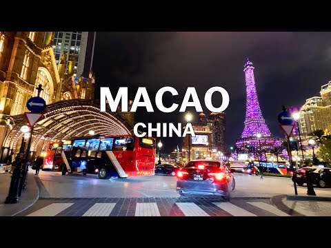 Macao, China - Night Driving Tour 4K