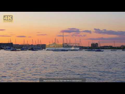4K - Boston waterfront at sunset - massachusetts USA