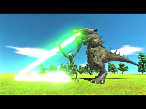 The giant praying mantis vs. Godzilla added in the update - Animal Revolt Battle Simulator