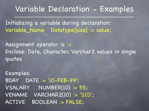 Pl2 Pl Sql Tutorial Declaration Section Theory