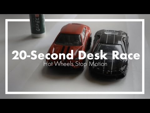 20-Second Desk Race (stop motion Hot Wheels animation)