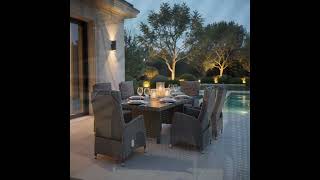 OUTFLEXX Vigo Garten-Essgruppe, stahlgrau-meliert / schiefergrau, Polyrattan, Tisch 200 x 95 cm, 6 Sessel