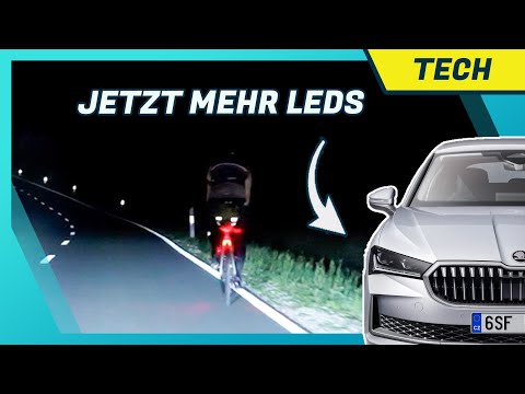 Matrix LED Scheinwerfer im Skoda Superb (2024) im Test: Nachtfahrt | Fahrradfahrer | vs. Octavia