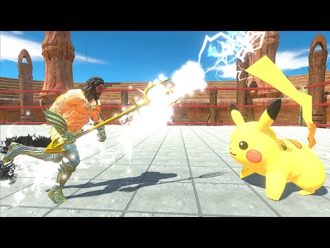 VS DEATH RUN AQUAMAN VS PIKACHU - Animal Revolt Battle Simulator