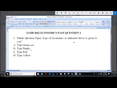JAMB 2012 ECONOMICS PAST QUESTION 1 PAPER TYPE