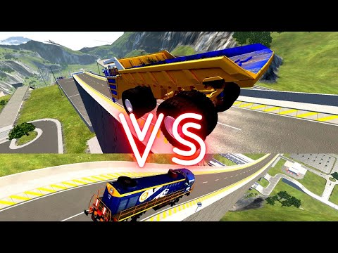 Train vs Belaz 75710 Jump Arena Competition Beamng drive 4K Ultra HD