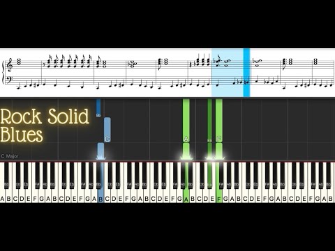 Rock Solid Blues - EASY BLUES SONG for beginners - Synthesia Piano Tutorial - With On-Screen Score