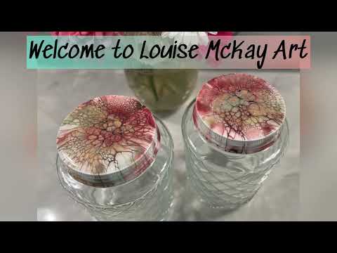 248. Beautiful Bloomed Jar Lids, From start (taping the lids) to finish, Acrylic Painting, Fluid Art