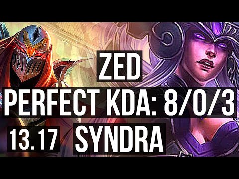 ZED vs SYNDRA (MID) | 8/0/3, 1200+ games, 1.6M mastery, Legendary | NA Master | 13.17