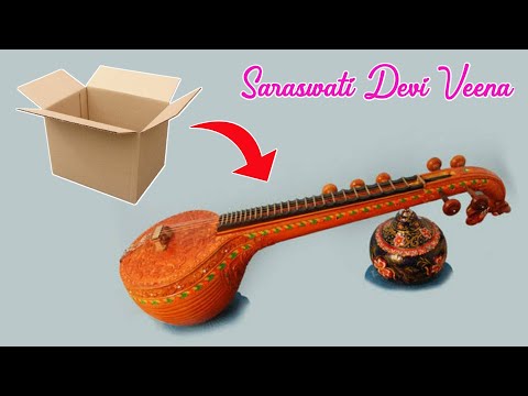 How To Make Veena By Cardboard / Saraswati Puja Special Craft / The Art Mind
